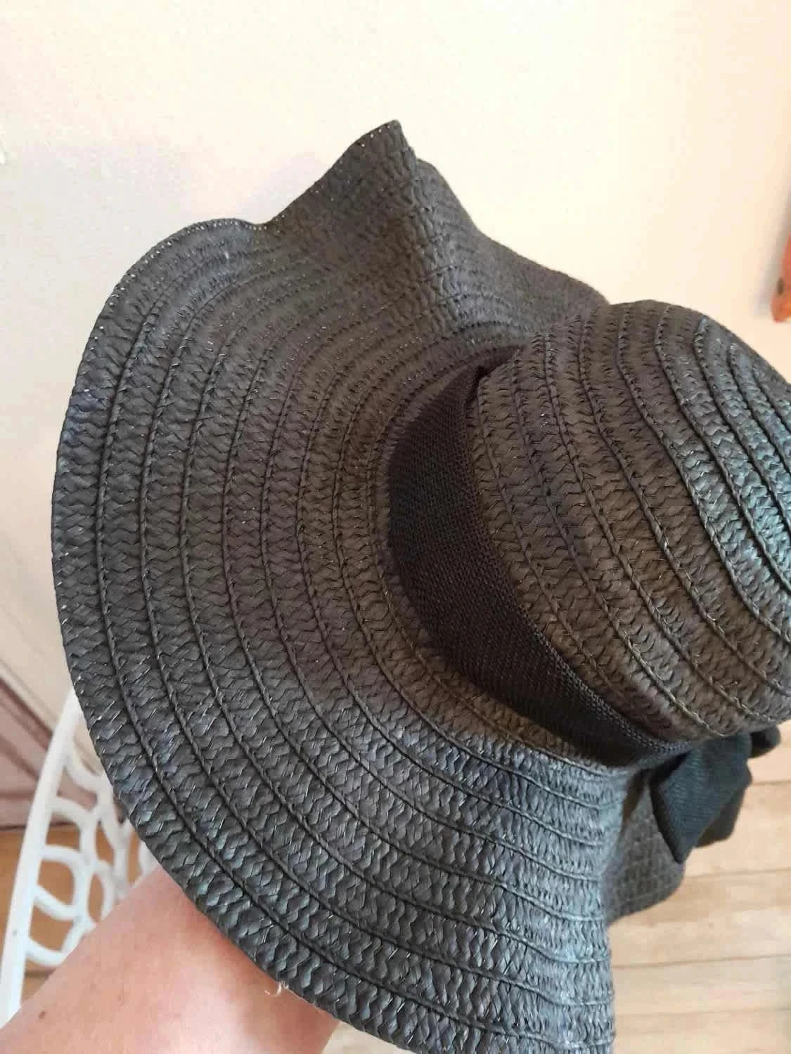 Chapeau en paille avec noeud, couleur Noir – photo 6